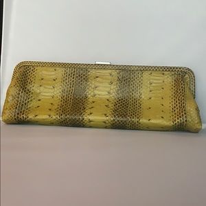 Michael Kors python clutch in chartreuse